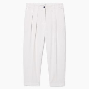Mango White Textured Striped Trousers US Size 8